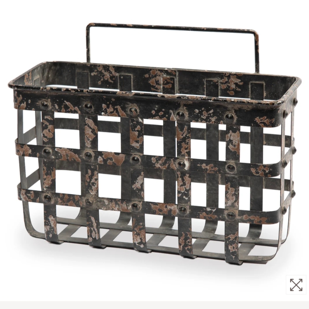 Narrow Black Metal Wall Basket